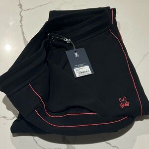 Psycho Bunny Black Joggers with Subtle Red Accent